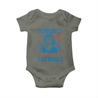 Democracy Is Dying But Hey Nice Fireworks Baby Onesie Funny Retro 4th of July Political Humor - Wonder Print Shop