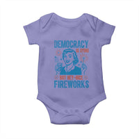 Democracy Is Dying But Hey Nice Fireworks Baby Onesie Funny Retro 4th of July Political Humor - Wonder Print Shop