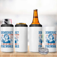 Democracy Is Dying But Hey Nice Fireworks 4 in 1 Can Cooler Tumbler Funny Retro 4th of July Political Humor - Wonder Print Shop