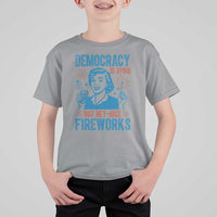 Democracy Is Dying But Hey Nice Fireworks T Shirt For Kid Funny Retro 4th of July Political Humor - Wonder Print Shop