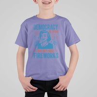 Democracy Is Dying But Hey Nice Fireworks T Shirt For Kid Funny Retro 4th of July Political Humor - Wonder Print Shop