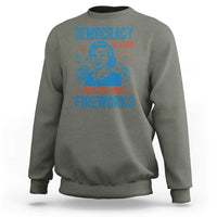 Democracy Is Dying But Hey Nice Fireworks Sweatshirt Funny Retro 4th of July Political Humor - Wonder Print Shop