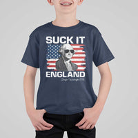 Funny George Washington T Shirt For Kid Suck It England Bold Patriotic 4th of July 1776