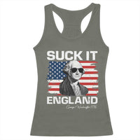 Funny George Washington Racerback Tank Top Suck It England Bold Patriotic 4th of July 1776