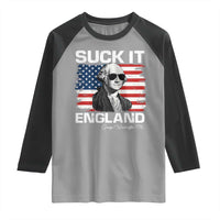 Funny George Washington Raglan Shirt Suck It England Bold Patriotic 4th of July 1776