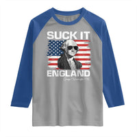 Funny George Washington Raglan Shirt Suck It England Bold Patriotic 4th of July 1776