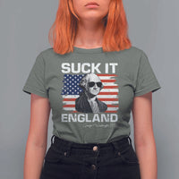 Funny George Washington T Shirt For Women Suck It England Bold Patriotic 4th of July 1776