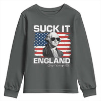 Funny George Washington Youth Sweatshirt Suck It England Bold Patriotic 4th of July 1776