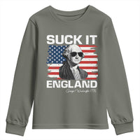 Funny George Washington Youth Sweatshirt Suck It England Bold Patriotic 4th of July 1776