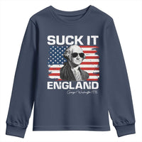 Funny George Washington Youth Sweatshirt Suck It England Bold Patriotic 4th of July 1776