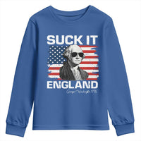 Funny George Washington Youth Sweatshirt Suck It England Bold Patriotic 4th of July 1776