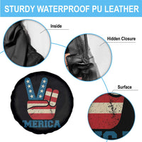 Vintage ‘Merica Peace Sign Spare Tire Cover Retro Patriotic 4th of July USA Flag