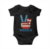 Vintage ‘Merica Peace Sign Baby Onesie Retro Patriotic 4th of July USA Flag