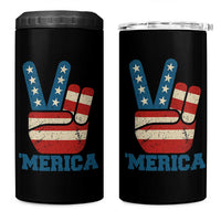 Vintage ‘Merica Peace Sign 4 in 1 Can Cooler Tumbler Retro Patriotic 4th of July USA Flag