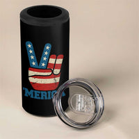 Vintage ‘Merica Peace Sign 4 in 1 Can Cooler Tumbler Retro Patriotic 4th of July USA Flag