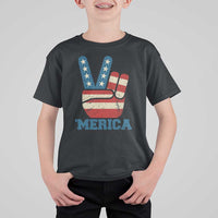 Vintage ‘Merica Peace Sign T Shirt For Kid Retro Patriotic 4th of July USA Flag