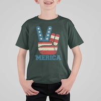 Vintage ‘Merica Peace Sign T Shirt For Kid Retro Patriotic 4th of July USA Flag