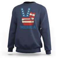Vintage ‘Merica Peace Sign Sweatshirt Retro Patriotic 4th of July USA Flag