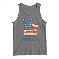 Vintage ‘Merica Peace Sign Tank Top Retro Patriotic 4th of July USA Flag