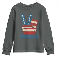 Vintage ‘Merica Peace Sign Youth Sweatshirt Retro Patriotic 4th of July USA Flag