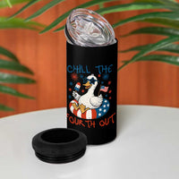 Funny Goose 4th of July 4 in 1 Can Cooler Tumbler Chill the Fourth Out Patriotic Humor with Summer Vibes