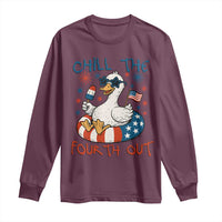 Funny Goose 4th of July Long Sleeve Shirt Chill the Fourth Out Patriotic Humor with Summer Vibes