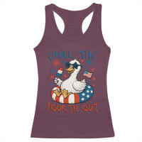 Funny Goose 4th of July Racerback Tank Top Chill the Fourth Out Patriotic Humor with Summer Vibes