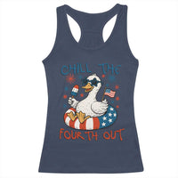 Funny Goose 4th of July Racerback Tank Top Chill the Fourth Out Patriotic Humor with Summer Vibes