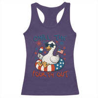 Funny Goose 4th of July Racerback Tank Top Chill the Fourth Out Patriotic Humor with Summer Vibes