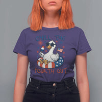 Funny Goose 4th of July T Shirt For Women Chill the Fourth Out Patriotic Humor with Summer Vibes
