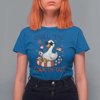 Funny Goose 4th of July T Shirt For Women Chill the Fourth Out Patriotic Humor with Summer Vibes
