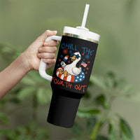 Funny Goose 4th of July Tumbler With Handle Chill the Fourth Out Patriotic Humor with Summer Vibes