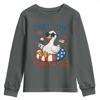 Funny Goose 4th of July Youth Sweatshirt Chill the Fourth Out Patriotic Humor with Summer Vibes