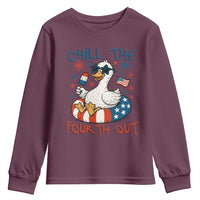 Funny Goose 4th of July Youth Sweatshirt Chill the Fourth Out Patriotic Humor with Summer Vibes