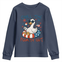 Funny Goose 4th of July Youth Sweatshirt Chill the Fourth Out Patriotic Humor with Summer Vibes