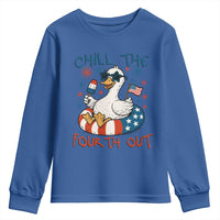 Funny Goose 4th of July Youth Sweatshirt Chill the Fourth Out Patriotic Humor with Summer Vibes