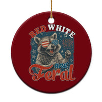Red White and Feral Raccoon Ceramic Ornament Funny Patriotic Fireworks Wild 4th of July Vibes - Wonder Print Shop