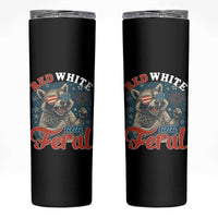 Red White and Feral Raccoon Skinny Tumbler Funny Patriotic Fireworks Wild 4th of July Vibes - Wonder Print Shop