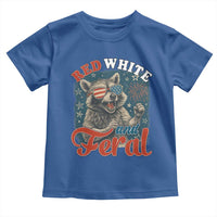 Red White and Feral Raccoon Toddler T Shirt Funny Patriotic Fireworks Wild 4th of July Vibes - Wonder Print Shop