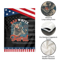 Red White and Feral Raccoon Garden Flag Funny Patriotic Fireworks Wild 4th of July Vibes