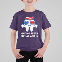 Funny Patriotic Dentist T Shirt For Kid Making Teeth Great Again America Oral Health Toothpaste Hair - Wonder Print Shop