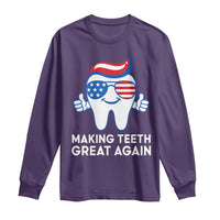 Funny Patriotic Dentist Long Sleeve Shirt Making Teeth Great Again America Oral Health Toothpaste Hair - Wonder Print Shop