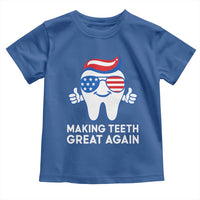 Funny Patriotic Dentist Toddler T Shirt Making Teeth Great Again America Oral Health Toothpaste Hair - Wonder Print Shop
