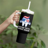 Funny Patriotic Dentist Tumbler With Handle Making Teeth Great Again America Oral Health Toothpaste Hair - Wonder Print Shop