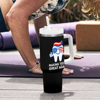Funny Patriotic Dentist Tumbler With Handle Making Teeth Great Again America Oral Health Toothpaste Hair - Wonder Print Shop