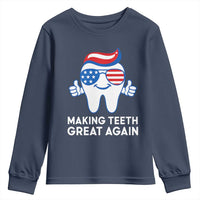 Funny Patriotic Dentist Youth Sweatshirt Making Teeth Great Again America Oral Health Toothpaste Hair - Wonder Print Shop