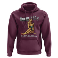 Funny Pin-Up Girl Hoodie Hawk Tuah Spit On That Thang - Wonder Print Shop