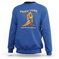 Funny Pin-Up Girl Sweatshirt Hawk Tuah Spit On That Thang - Wonder Print Shop