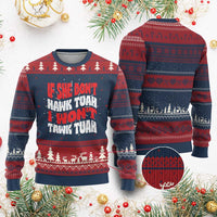 If She Don't Hawk Tuah I Won't Tawk Tuah Ugly Christmas Sweater Retro Groovy - Wonder Print Shop