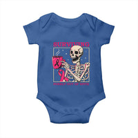 Funny Breast Cancer Skeleton Drinking Coffee Baby Onesie Surviving Purely Out Of Spite Pink Ribbon Warrior